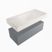 Mondiaz ALAN-DLUX Ensemble de meuble - 100cm - meuble - Plata mat - 1 tiroir - Lavabo Cloud Ostra suspendu - vasque Centre - 1 trou de robinet - Beige SW807771
