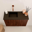 Mondiaz JOYA 60cm toiletmeubel - kleur Ruby - Wastafel FAYE positie Links Zonder kraangat kleur Urban. SW1421819