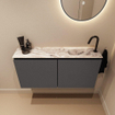 MONDIAZ TURE-DLUX Meuble WC 100 cm Dark Grey. Lavabo EDEN Glace position droite. Avec 1 trou de robinet. SW1103247
