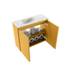 MONDIAZ TURE-DLUX meuble WC 60 cm Ocher. EDEN lavabo Ostra position gauche. Avec 1 trou de robinet. SW1104951