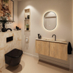 MONDIAZ TURE-DLUX Meuble toilette - 100cm - Washed Oak - EDEN - vasque Frappe - position centrale - 1 trou de robinet SW1103092