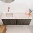 Mondiaz JOYA-DLUX 90cm meuble de salle de bains WC - couleur Shadow - Vasque FAYE position Gauche Sans trou de robinet couleur Nata. SW1424961
