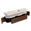 MONDIAZ THOR-DLUX 200cm badmeubel ronding links + rechts kleur Walnut met 2 lades en 2 deuren. Vrijhangende wastafel CLOUD Midden 1 kraangat kleur Meli. SW1467101