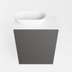 Mondiaz Fowy Meuble de toilette - 40x50x23cm - gris foncé mat - 1 trou de robinet - lavabo à gauche - 1 porte - solid surface - plan MDF - lavabo : Blanc / Noir SW760932