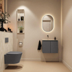 MONDIAZ TURE-DLUX Meuble toilette - 60cm - Dark Grey - EDEN - vasque Ostra - position gauche - sans trou de robinet SW1104857