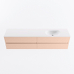 Mondiaz VICA ensemble de meuble de salle de bain - 200cm - meuble sous-vasque rosee - 4 tiroirs - lavabo moon droite - 1 trou de robinet - version haute de 60cm - talc SW1080423