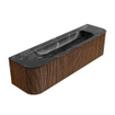 MONDIAZ KURVE-DLUX 170cm Meuble salle de bain avec module 25 G et D - couleur Walnut - 1 tiroir - 2 portes - vasque BIG LARGE centre - 1 trou de robinet - couleur Lava SW1137255