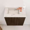 Mondiaz JOYA-DLUX 40cm toiletmeubel - kleur Walnut - Wastafel FAYE positie Links 1 kraangat kleur Nata. SW1424469