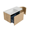 MONDIAZ KURVE-DLUX 85cm Meuble salle de bain avec module 25 D - couleur Oak - 1 tiroir - 1 porte - vasque CLOUD gauche - 1 trou de robinet - couleur Opalo SW1137504