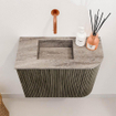 Mondiaz JOYA-DLUX Meuble de toilette - 51,6cm - arrondi droit couleur Shadow - Vasque FAYE position Gauche Sans trou de robinet couleur Oza SW1425061