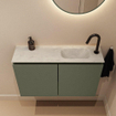 MONDIAZ TURE-DLUX Meuble WC 80 cm Army. Lavabo EDEN Opalo position droite. Avec 1 trou de robinet. SW1104226
