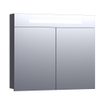 Saniclass 2.0 Spiegelkast - 80x70x15cm - verlichting geintegreerd - 2 links- en rechtsdraaiende spiegeldeuren - MFC - black wood SW6567