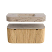 MONDIAZ THOR-DLUX Meuble de salle de bains - 100cm - arrondi gauche + droite - couleur Oak - 1 tiroir - 2 portes - Vasque suspendue CLOUD Milieu sans trou de robinet - couleur Arena SW1467530