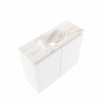 MONDIAZ TURE-DLUX Meuble de toilettes 60 cm Talc. EDEN vasque Frappe position milieu. Sans trou de robinet. SW1102587