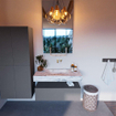 Mondiaz ALAN-DLUX Ensemble de meuble - 100cm - meuble Plata mat - 1 tiroir - Lavabo Cloud Glace suspendu - vasque Centre - 0 trous de robinet SW806166