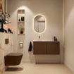 MONDIAZ TURE-DLUX Meuble toilette - 100cm - Rust - EDEN - vasque Frappe - position gauche - sans trou de robinet SW1103001