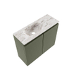 MONDIAZ TURE-DLUX Meuble toilette - 60cm - Army - EDEN - vasque Glace - position gauche - sans trou de robinet SW1103232