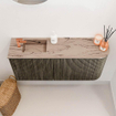 Mondiaz JOYA-DLUX 91.6cm toiletmeubel - ronding rechts kleur Shadow - Wastafel FAYE positie Links 1 kraangat kleur Arena. SW1424846