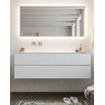 Mondiaz VICA ensemble de meuble de salle de bain - 150cm - meuble sous lavabo argile - 2 tiroirs - lavabo lune gauche - sans trou de robinet version XL 60cm de haut SW1091184