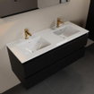 Mondiaz AIVY Ensemble de meuble - 120x45x50cm - 2 trous de robinet - 2 vasques Talc céramique - Gauche et droite - 2 tiroirs - avec miroir - MDF Urban SW892254