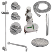 Brauer Chrome Edition Ensemble de douche de tête encastré - pomme de douche 20cm - bras mural 40cm - barre de douche - avec partie encastrée - boutons lisses - douchette barre 1 jet - chrome SW486496