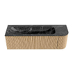 MONDIAZ KURVE-DLUX 145cm Meuble salle de bain avec module 25 D - couleur Oak - 1 tiroir - 1 porte - vasque BIG LARGE gauche - 2 trous de robinet - couleur Lava SW1137199