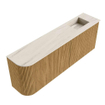 Mondiaz JOYA-DLUX Meuble de toilette 111,6cm - arrondi gauche couleur Chêne - Vasque FAYE position Droite Sans trou de robinet couleur Meli SW1423970