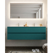 Mondiaz VICA ensemble de meuble de salle de bain - 150cm - meuble sous-vasque smag - 2 tiroirs - lavabo moon double - 2 trous de robinet - version XL 60cm de haut SW1090118