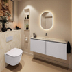 MONDIAZ TURE-DLUX meuble WC 120cm Cale. EDEN lavabo Ostra position milieu. Sans trou de robinet. SW1104739