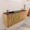 Mondiaz JOYA-DLUX 101.6cm toiletmeubel - ronding rechts kleur Oak - Wastafel FAYE positie Links 1 kraangat kleur Lava. SW1422111