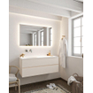 MONDIAZ VICA Ensemble de meuble salle de bain - 120cm - 2 tiroirs - lavabo Moon gauche - 0 trous de robinet - solid surface lin SW410946