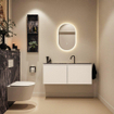 MONDIAZ TURE-DLUX Meuble toilette - 120cm - Talc - EDEN - vasque Lava - position centrale - 1 trou de robinet SW1103612