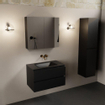 Mondiaz AIVY Ensemble de meuble - 80x45x50cm - 0 trous de robinet - 1 vasque Urban Solid surface - Centre - 2 tiroirs - avec miroir - MDF Urban SW892421
