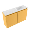 MONDIAZ TURE-DLUX Meuble toilette - 80cm - Ocher - EDEN - vasque Opalo - position droite - sans trou de robinet SW1104403