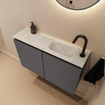MONDIAZ TURE-DLUX Meuble toilette - 80cm - Dark Grey - EDEN - vasque Opalo - position droite - 1 trou de robinet SW1104259