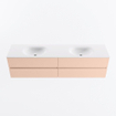 Mondiaz Vica ensemble de meuble de salle de bain - 190cm - meuble sous-vasque rosee - 4 tiroirs - lavabo moon double - sans trous de robinet - version haute de 60cm - talc SW1080424