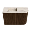 Mondiaz JOYA-DLUX Meuble de salle de bains - 61,6cm - arrondi droit couleur Walnut - Vasque FAYE position Gauche 1 trou de robinet couleur Nata. SW1424507