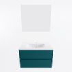 Mondiaz VICA ensemble de meuble de salle de bain - 80cm - meuble sous-vasque smag - 2 tiroirs - lavabo denia milieu - 1 trou de robinet - couleur Blanc Brillant - miroir LED - version XL 60cm haut SW1091975