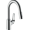 Hansgrohe m42 m4216 h180 Robinet de cuisine 1 trou avec douchette extractible et bec orientable à 360° acier inoxydable SW241713