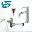 FugaFlow Eccelente Sobrado Slim Slim Kit mitigeur lavabo - robinet bas - bonde clic clac - siphon design bas - Chrome brillant SW1124348