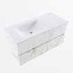 Mondiaz VICA ensemble de meuble de salle de bain - 100cm - meuble sous-vasque carrara - 2 tiroirs - lavabo cloud gauche - 1 trou de robinet - version haute de 60cm - talc SW1084955