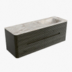 Mondiaz CIRO-DLUX Badkamermeubelset - 140x45x50cm - Solid surface wastafel Frappe - 1 wasbak Rechts - 1 kraangat - 4 lades - Shadow SW1532180