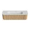 MONDIAZ KURVE-DLUX 160cm Meuble salle de bain avec module 25 G et D - couleur Oak - 1 tiroir - 2 portes - vasque BIG MEDIUM centre - sans trou de robinet - couleur Opalo SW1137554