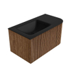 MONDIAZ KURVE 85cm Meuble salle de bain avec module 25 D - couleur Walnut - 1 tiroir - 1 porte - vasque CLOUD gauche - 1 trou de robinet - Urban SW1138465