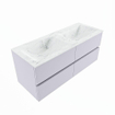 Mondiaz VICA-DLUX Ensemble de meuble de salle de bain - 120cm - meuble sous-vasque cale - 4 tiroirs - lavabo encastrée cloud double - sans trous de robinet - version haute de 60cm - opalo SW1086389