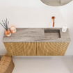Mondiaz JOYA-DLUX 90cm toiletmeubel - kleur Oak - Wastafel FAYE positie Rechts Zonder kraangat kleur Oza. SW1424117