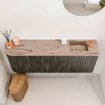 Mondiaz JOYA-DLUX Meuble WC 111,6 cm - arrondi à gauche couleur Shadow - Lavabo FAYE position droite 1 trou de robinet couleur Arena. SW1424841