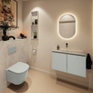 MONDIAZ TURE-DLUX Meuble toilette - 80cm - Greey - EDEN - vasque Opalo - position centrale - sans trou de robinet SW1104306