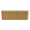 Mondiaz JOYA-DLUX Meuble de salle de bains 123.2cm - arrondis gauche et droite couleur Chêne - Vasque FAYE position Milieu Sans trou de robinet couleur Glace SW1422050