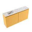 MONDIAZ TURE-DLUX meuble WC 100 cm Ocher. EDEN lavabo Glace position gauche. Avec 1 trou de robinet. SW1103392
